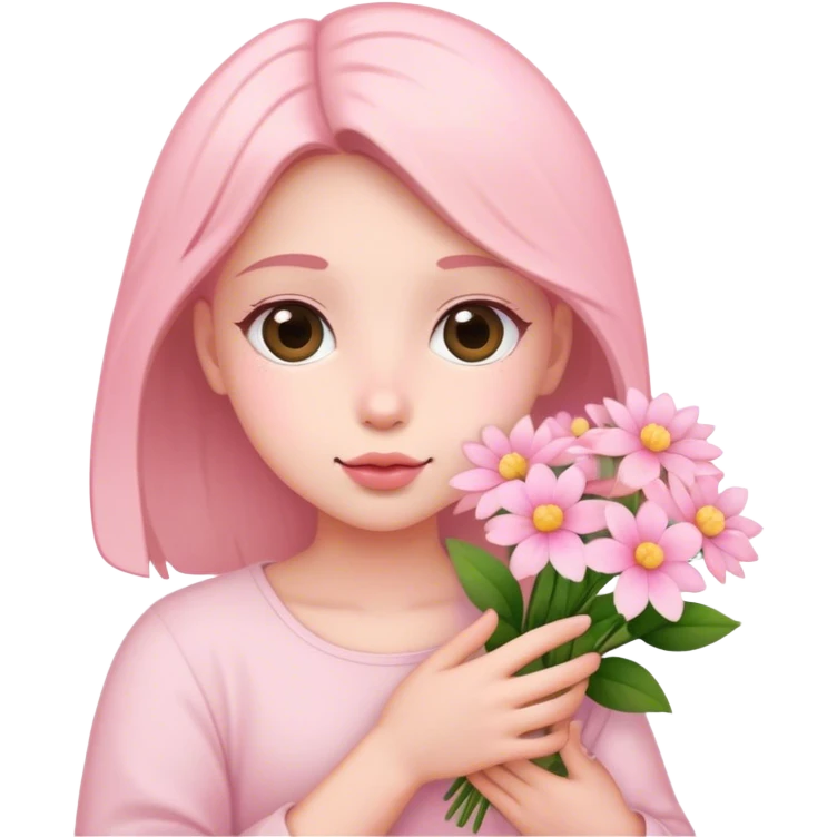 Me holding baby pink flowers  emoji