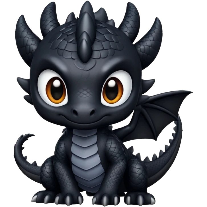 black Night Fury dragon flying with playful expression, emoji style emoji