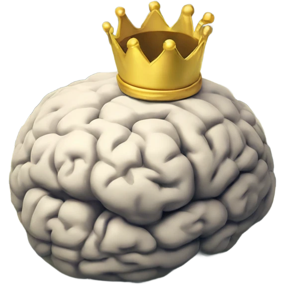 Big Brain wearing a crown on top of stack of cash emoji