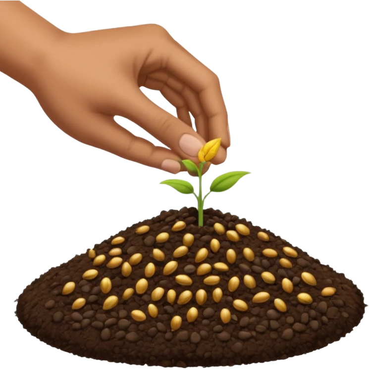 eine hand soll in die erde samen tun, ohne das nab abdere pflanzen sieht emoji