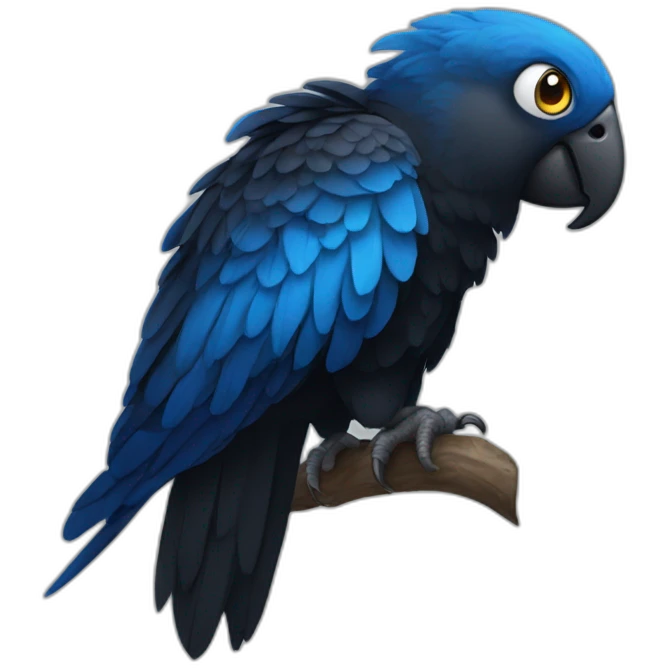 Black parrot with blue eyes emoji