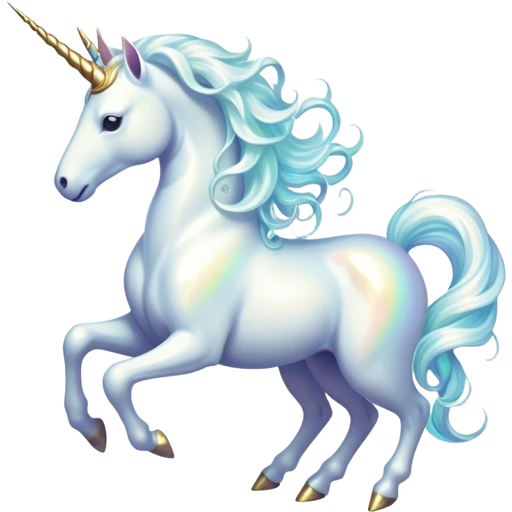 Cinematic Noble White Unicorn Portrait Emoji, Poised and regal, with a slender, ethereal form draped in a pristine white color, a flowing mane and tail, and a glistening, spiraled horn that radiates pure light, Simplified yet sharp and sophisticated features, highly detailed, glowing with a soft, iridescent luminescence, high shine, intelligent and transcendent, stylized with an air of mythical enchantment, focused and serene, soft glowing outline, capturing the essence of a watchful and confident white unicorn that appears ready to prance out of the screen with magical grace! emoji