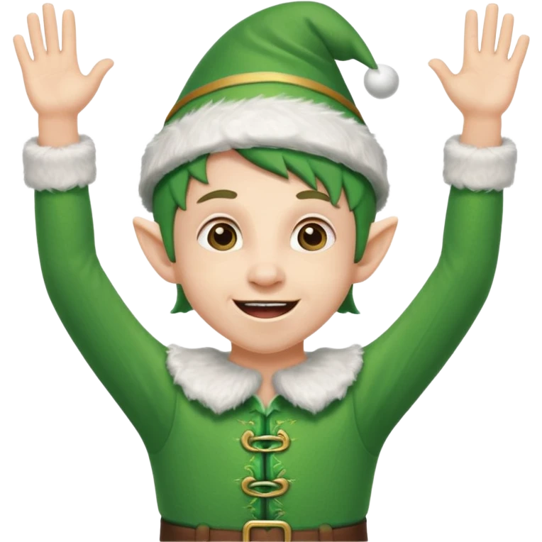 DUENDE NAVIDEÑO CON ORTODONCIA Y MANOS ARRIBA ANIMANDO emoji