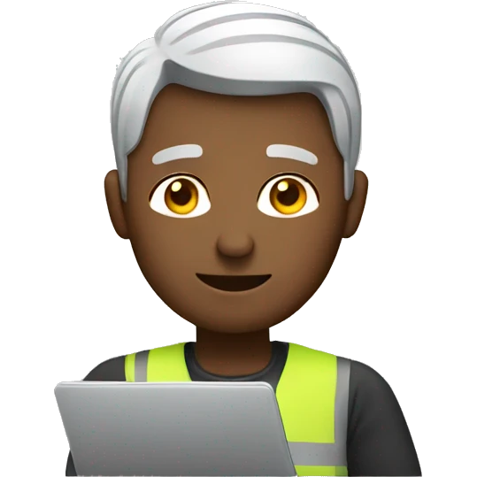 A man working in laptop side angle emoji