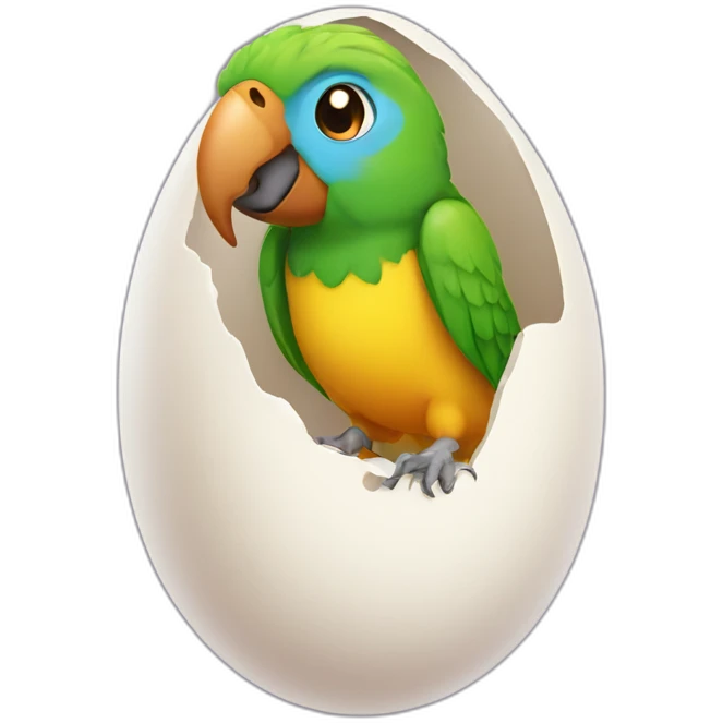 Little parrot in egg emoji