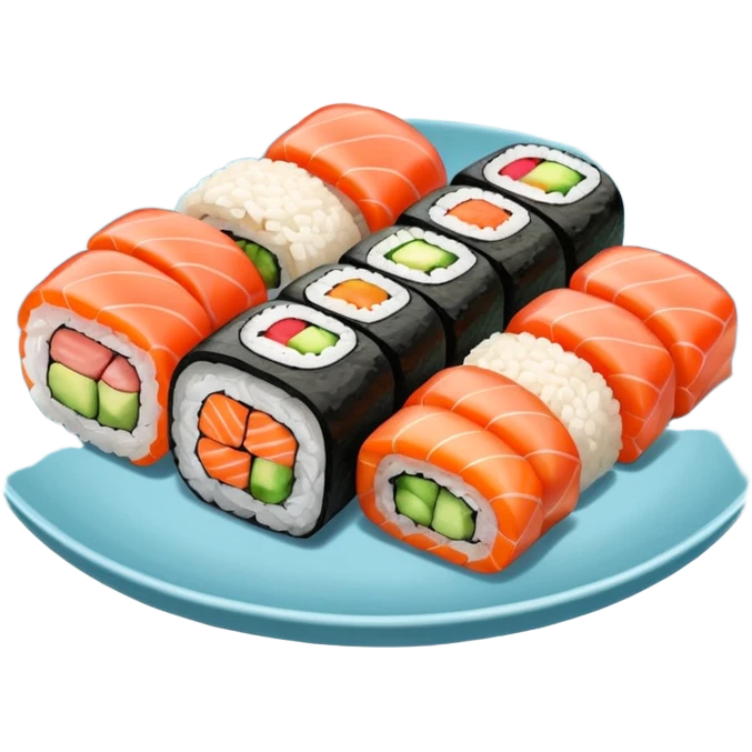 Sushi rolls rice outside restaurant plate emoji