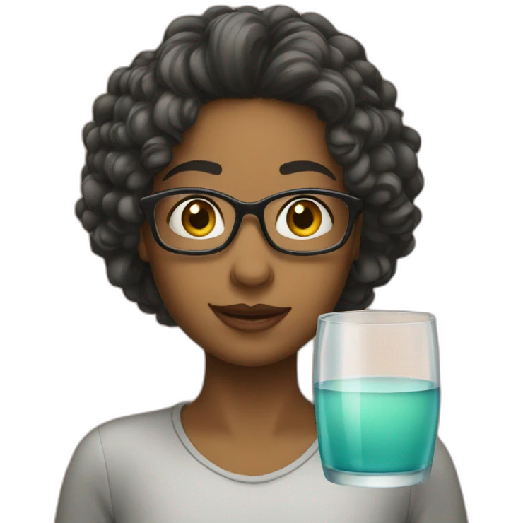 Sasha qui rougit avec un verre emoji