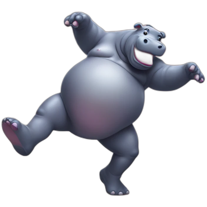Dancing hippo in a seductive manner emoji