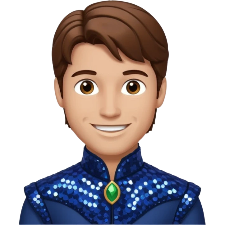 Prince Fiyero from the Wizard of Oz with brown hair, dark blue sequin outfit emoji