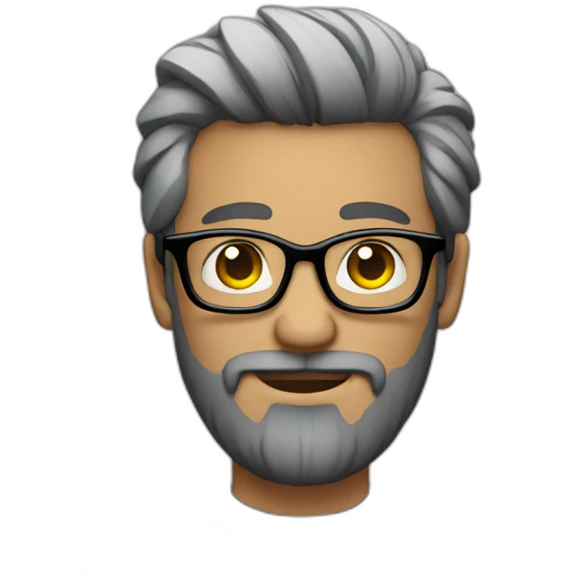 small bearded designer with glasses and a mac emoji