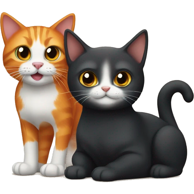 Orange cat and black cat emoji