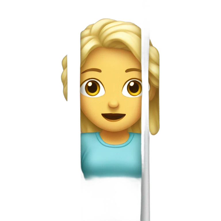 blonde woman peeking out behind shower curtain emoji