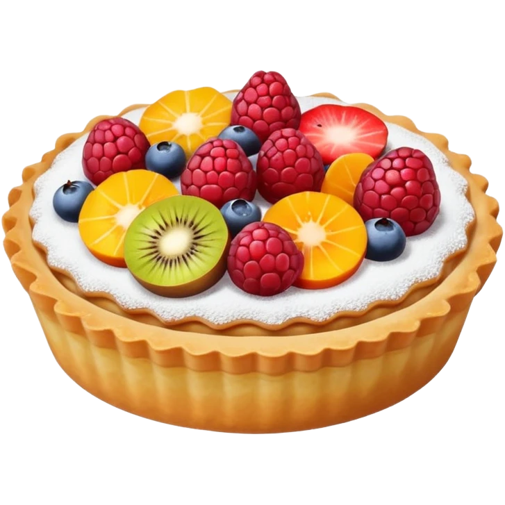 small round fruit tart with glossy filling, emoji