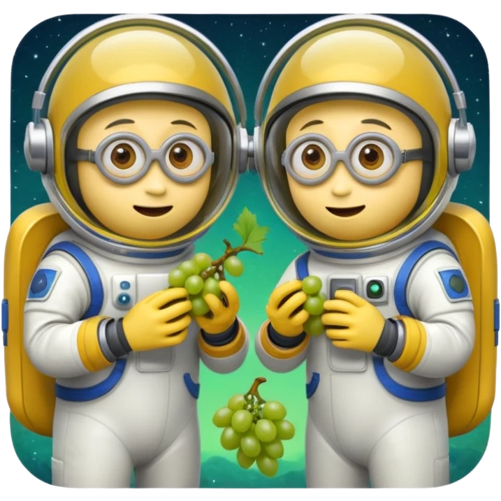 two minions with space suits eating grapes emoji