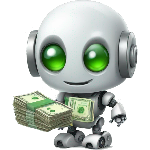 cute robot with money emoji
