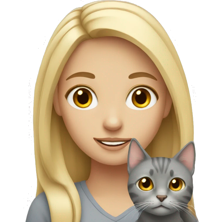 Blonde girl with Grey cat emoji
