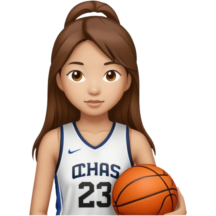Asian Girl with brown long hair in a basketball suit emoji