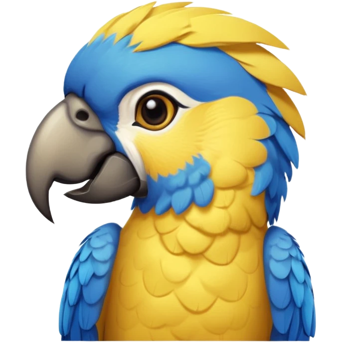 Pappagallo giallo e blu con il giallo sul petto le ali e la coda blu e la fronte poco poco verde emoji