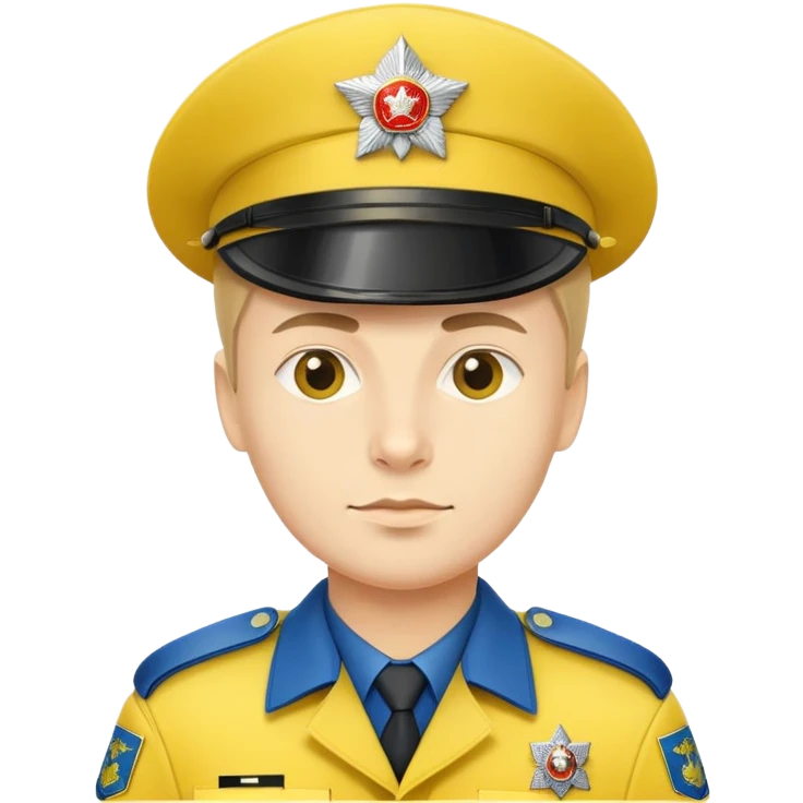 Russian police officer with yellow hat and yellow uniform instead of traditional blue emoji