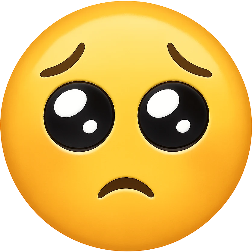 yellow face with pleading eyes emoji, digital illustration emoji