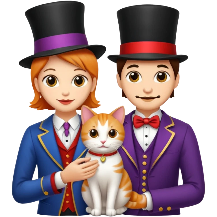 magician couple and their pet cat emoji