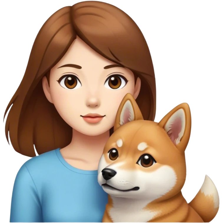 girl brown hair with is Shiba Inu emoji