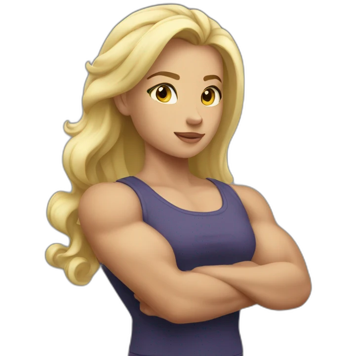 Strong muscle arm blonde girl emoji