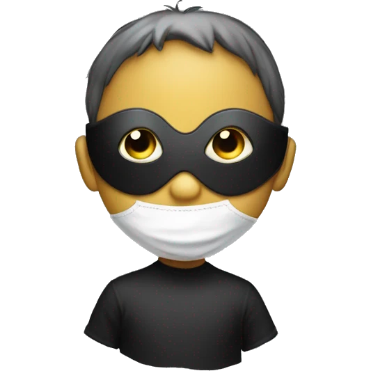 Full Body masked boy looking at viewer emoji