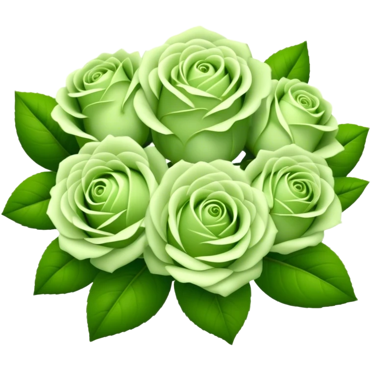 big bouquet Soft Green Tea Rose, luxuriant, leaf, bud emoji