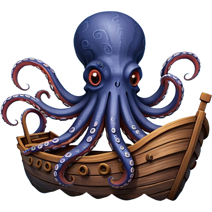 Kraken – Giant octopus with tentacles wrapping a ship emoji