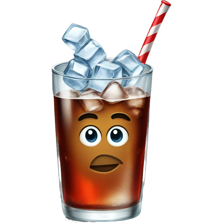 coke in glass with ice cubes emoji