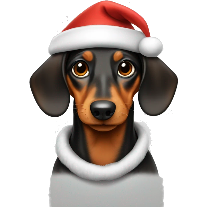 Daschund in Santa hat emoji