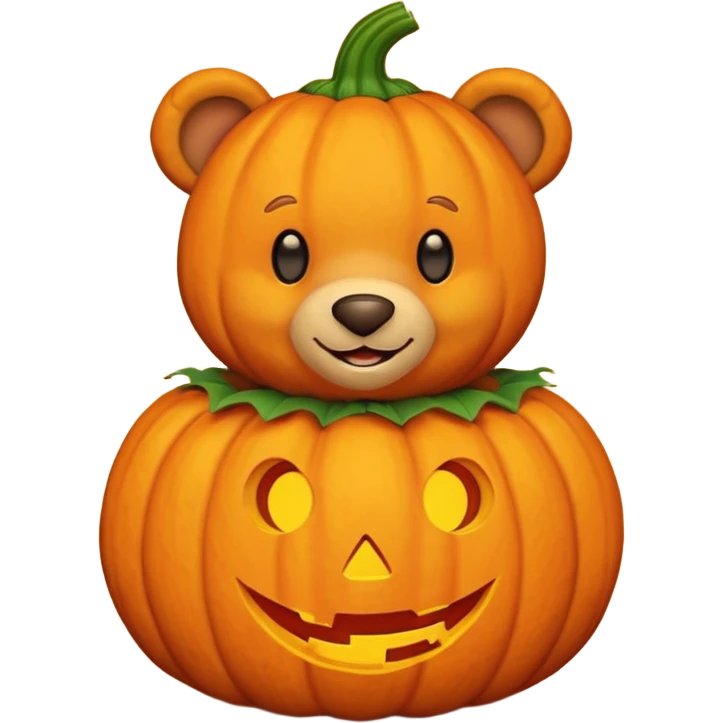 Teddy bear in a pumpkin emoji