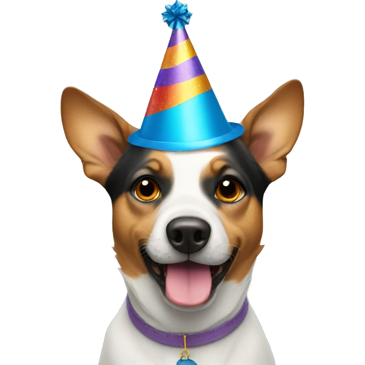 Dog wearing a party hat emoji