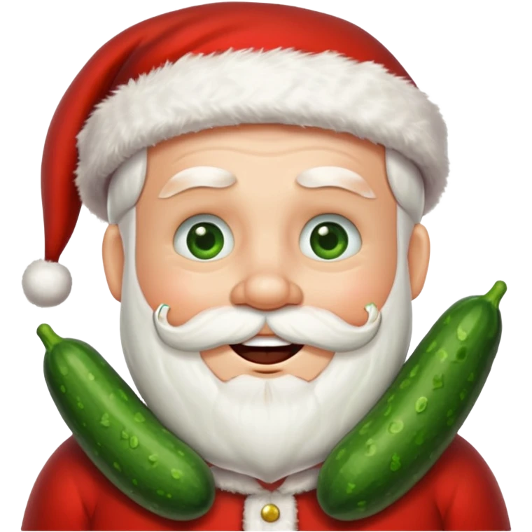 santa with cucumbers on eyes emoji