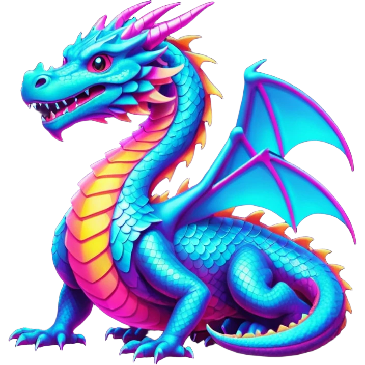 synthwave dragon metalic emoji