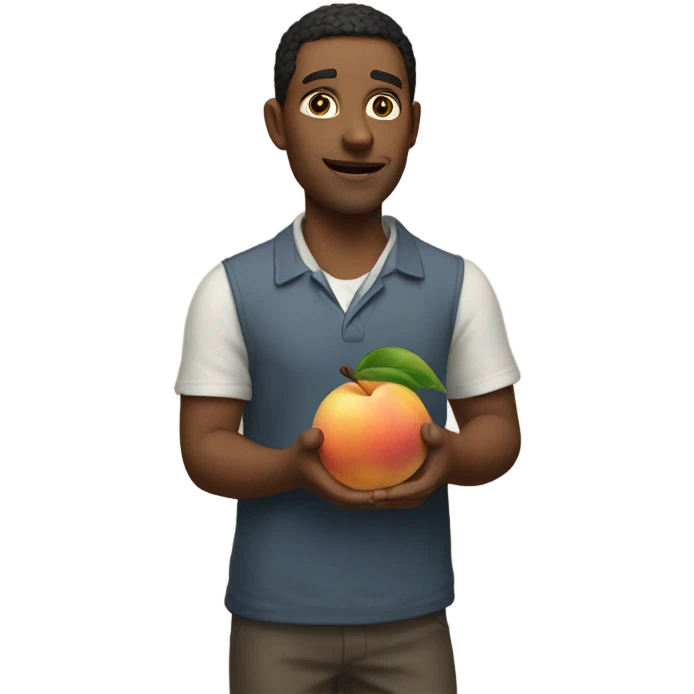 neal holding a peach emoji