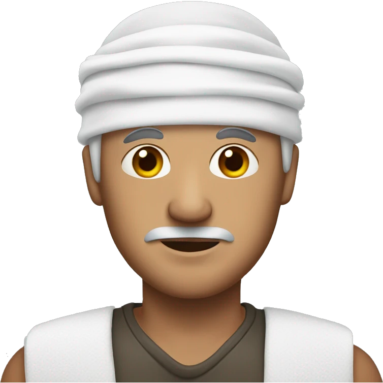  A 50 year old man with a bandage on his head emoji