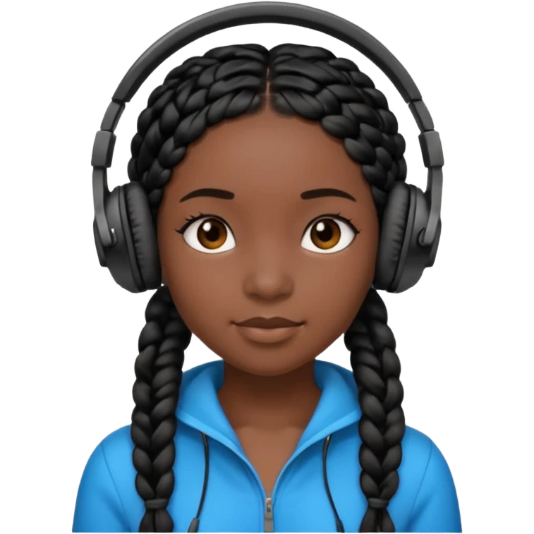 black girl with beats with black braids emoji