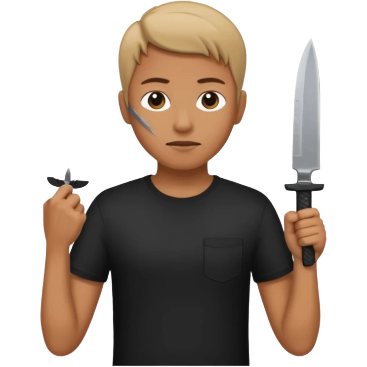 Person standing with a knife behind their back emoji