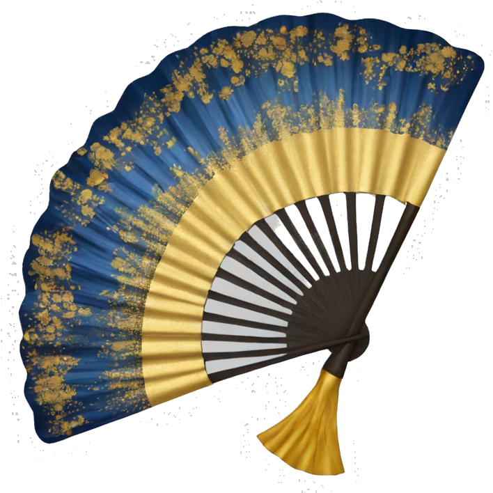 Hand fan Blue and gold  emoji