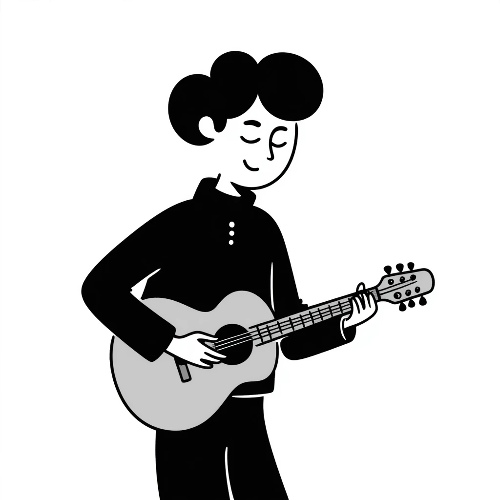 Person passionately playing musical instrument with emotion emoji