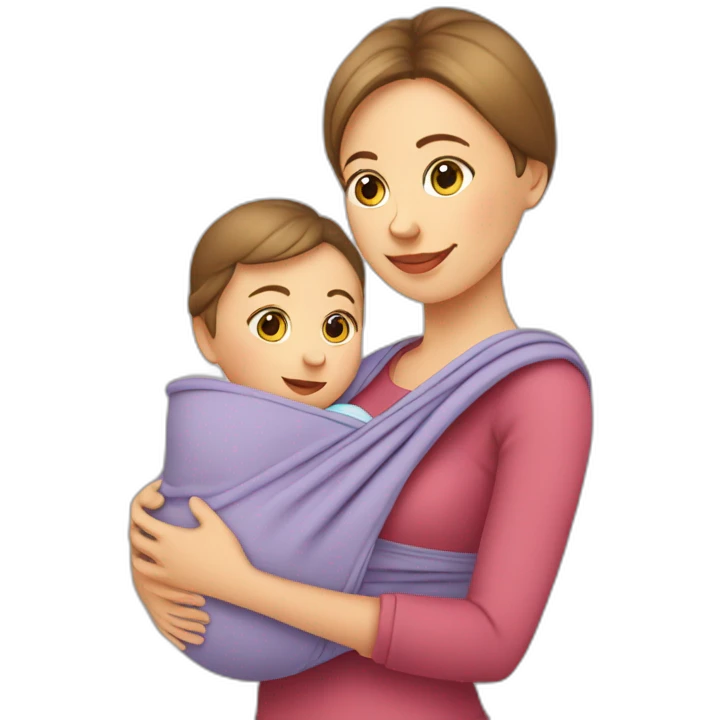 European Babywearing mom with baby ergo carrier emoji