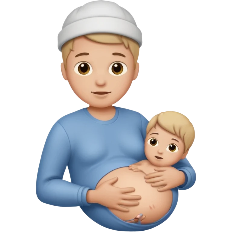Create a pregnant boy giving labor emoji