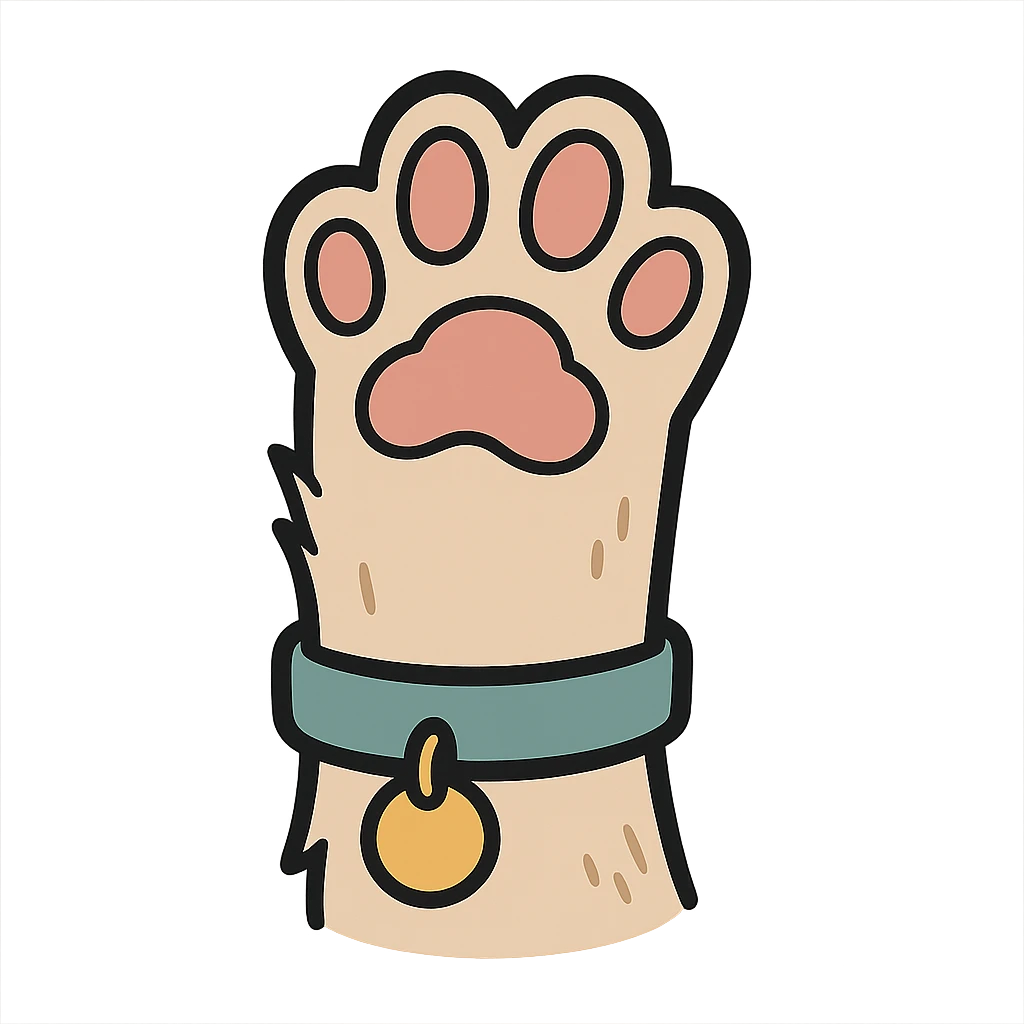 a cat paw with a collar, cartoon style emoji