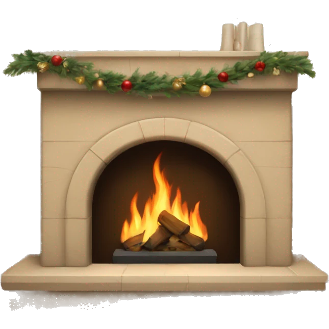 Christmas asthetic beige fireplace emoji