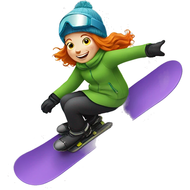 Ginger Girl riding on snowboard  emoji