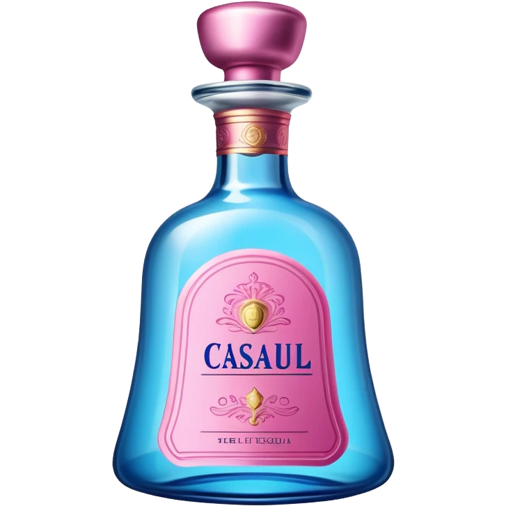 Pink bottle of casa azul tequila with bell top  emoji