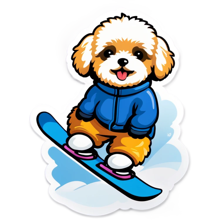 Maltipoo on skis emoji