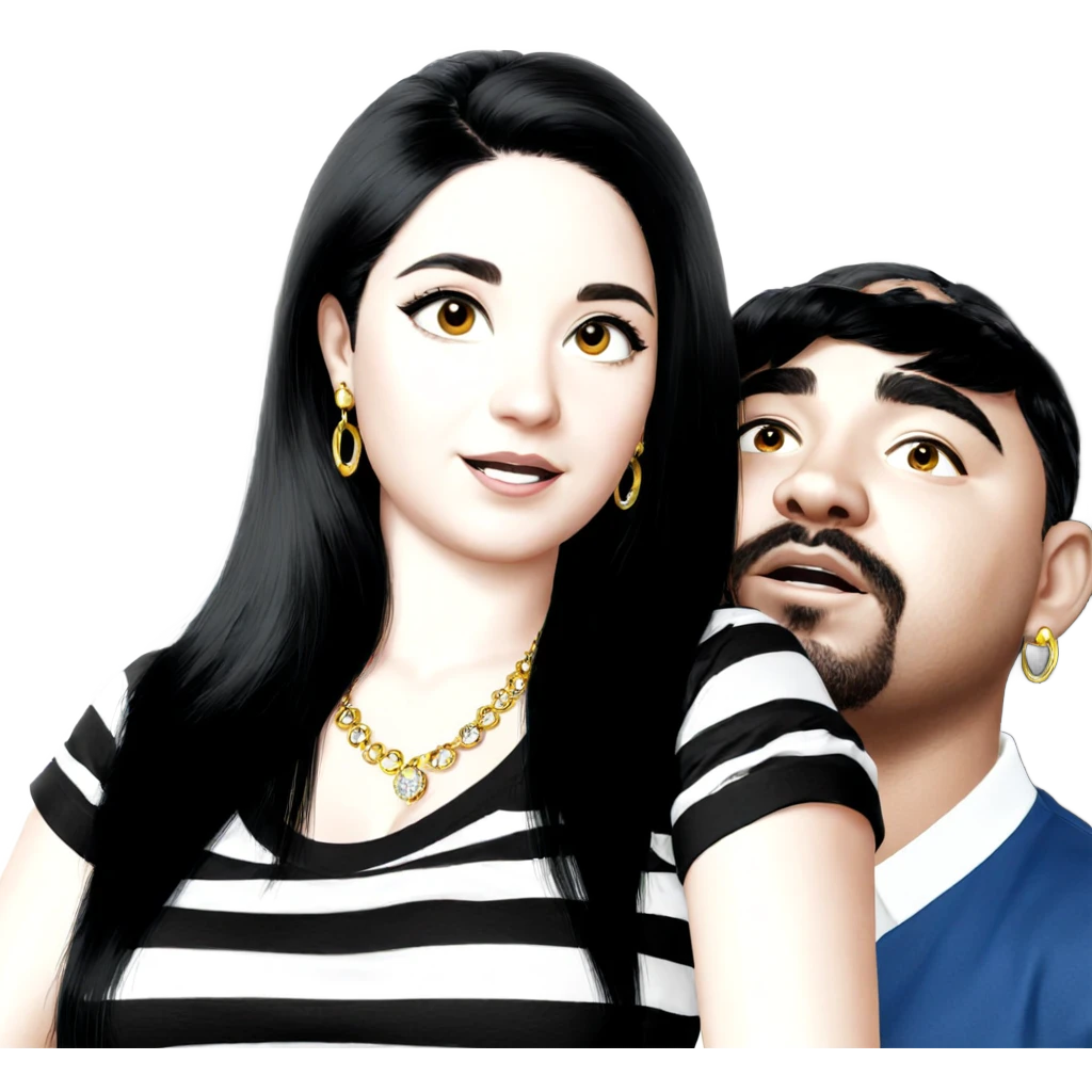 black hair couple with jewelry emoji